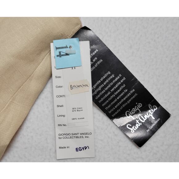 Giorgio Sant Angelo Womens Skirt 14 Linen Blend Vtg Yellow Mini Y2K 90s Preppy - Picture 4 of 5